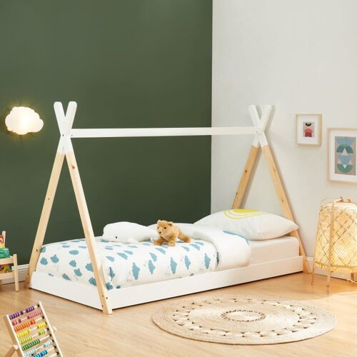 Lit enfant tipi pin blanc sommier inclus 90x190