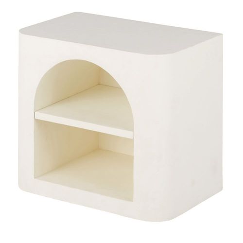 Table De Chevet 1 Niche 1 Étagère Blanc Crème