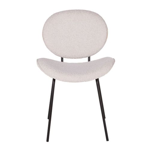 Chaise Bouclettes Blanches, Bois De Chêne Et Acier Noir