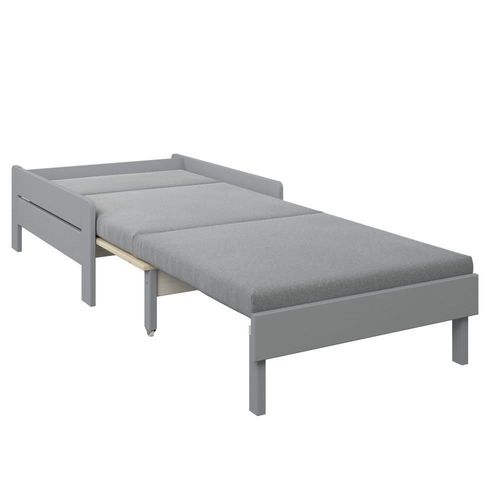 Fauteuil Convertible En Lit Avec Coussins En Pin Gris 75x190