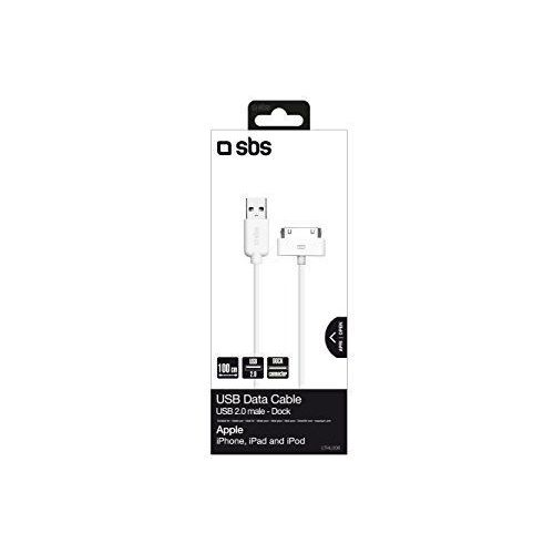 SBS LTHL006 - Câble de chargement / de données - USB mâle pour Apple Dock mâle - blindé - blanc