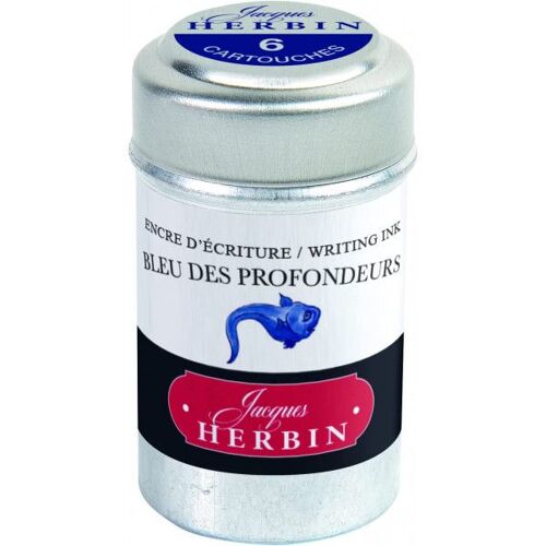 6 Cartouches D'encre - Bleu Des Profondeurs - Pour Stylos Plume Et Roller - Herbin