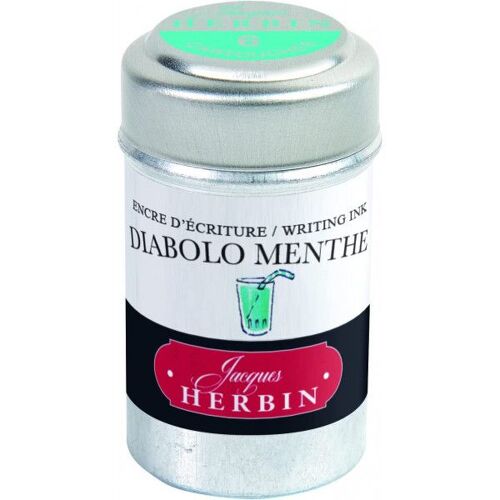 6 Cartouches D'encre - Vert Diabolo Menthe - Pour Stylos Plume Et Roller - Herbin