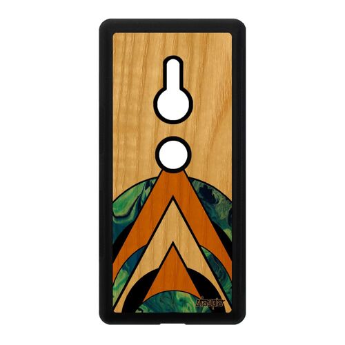Coque Silicone De Protection Xperia Xz2 En Bois Marbre Orange Personnalisé Coloré Triangle Artisanal Geometrique Design Texture Sony