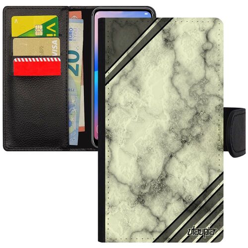 Coque Pour Iphone Se 2022 Simili Cuir À Rabat Porte Cartes Marbre Motif Effet Geometrie Noir Design Personnalisé Pierre Dessin