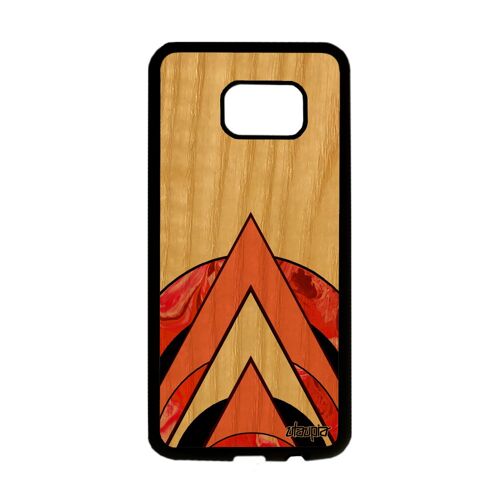 Coque silicone Samsung S7 Edge bois naturel marbre telephone peinture mobile jolie geometrique cover gel fond antichoc rouge galaxy