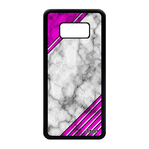 Coque En Silicone Samsung S8 Marbre Cover Fond Effet Pierre Design Rose Rigide Noir Etui Granite Ligne Geometrique Motif Galaxy