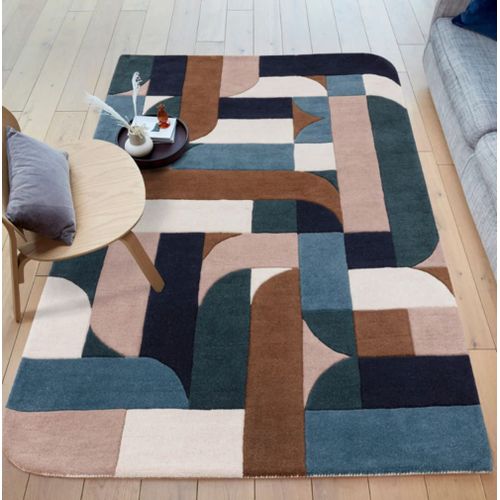 Tapis Moderne Tufté Main En Laine Bleu 120x170 Cm