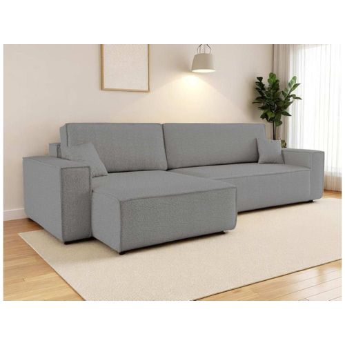 Canapé D'angle Max Réversible Et Convertible En Tissu Bouclette - Gris
