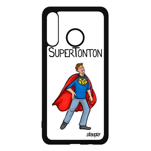 Coque super tonton pour Huawei P30 Lite silicone design humour enfant blanc heros dessin drole rigide oncle comics comique telephone