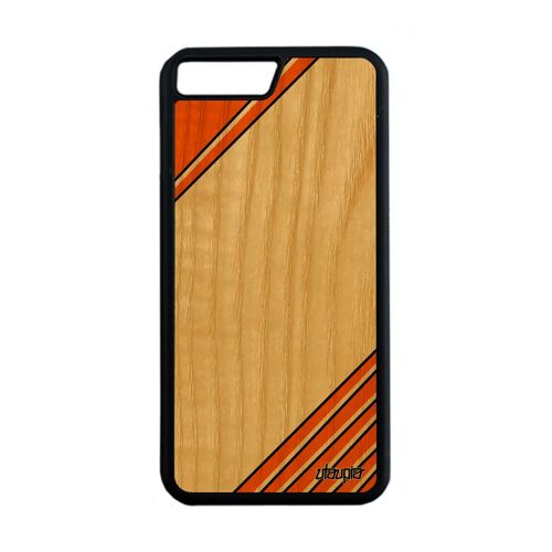 Coque antichoc pour iPhone 8 Plus en bois silicone moderne effet orange contemporain motif jolie original de protection fond