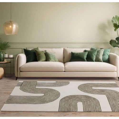Tapis Moderne Tufté Main En Laine Vert 160x230 Cm