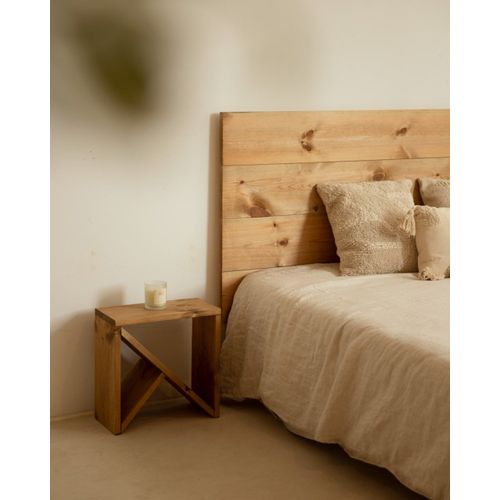 Ensemble Tête De Lit Et Tables En Bois Ton Vieilli 160x80cm