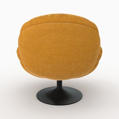 Fauteuil Pivotant En Tissu Effet Velours Jaune Moutarde