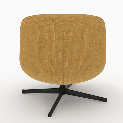 Fauteuil Pivotant En Tissu Effet Velours Jaune Moutarde