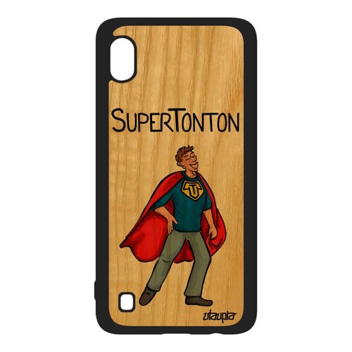 Coque Silicone A10 En Bois Super Tonton Noir Original Rouge Humoristique 4g Housse Texte Frêne Humour Oncle Drole De Samsung Galaxy