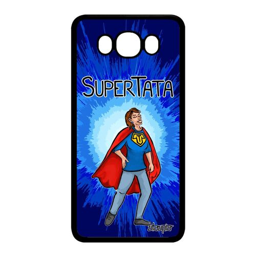 Coque super tata Samsung J7 2016 en silicone texte bleu 4G heros caoutchouc tante comics case humoristique bande dessinée TPU galaxy