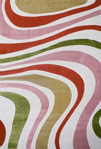 Tapis graphique à poils ras - multicolore - 200x290 cm