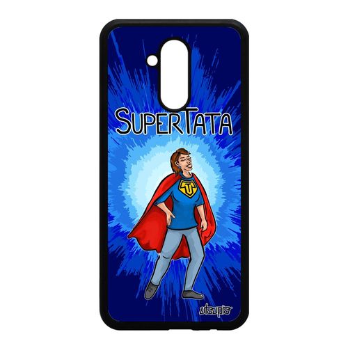 Coque Huawei Mate 20 Lite Silicone Super Tata Naissance Garcon Texte Cover Aluminium Telephone Mobile Bleu Heros Comics Case Drole