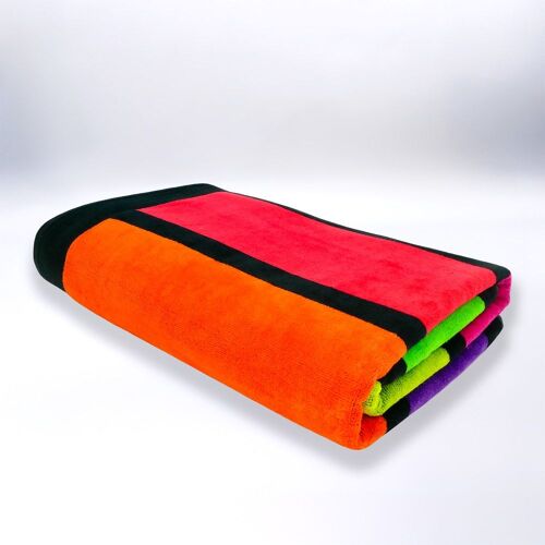 Serviette De Plage Éponge Velours Muticlore Happy Fresh 100 X 175