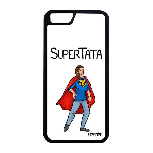 Coque Iphone 6 6s Plus Silicone Super Tata Enfant Dessin Portable Drole Bumper Comics Heros Texte Etui Comique Humour Tante De
