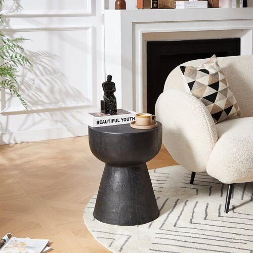 Table D'appoint Bout De Canapé Intérieur Extérieur En Magnesite Noir