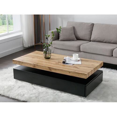 Table basse fixe effet bois noir