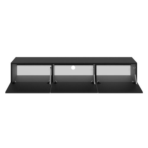 Meuble TV mural 3 portes 180 cm stratifiés noir