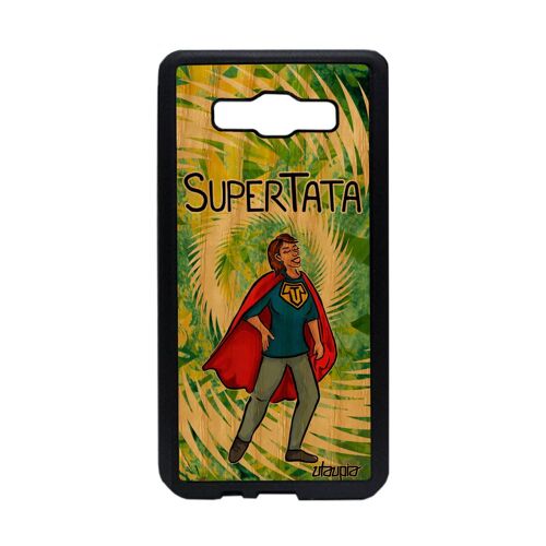 Coque en bois silicone A5 2015 super tata comics tante bd etui de protection cadeau de noel texte vert made in France Samsung galaxy