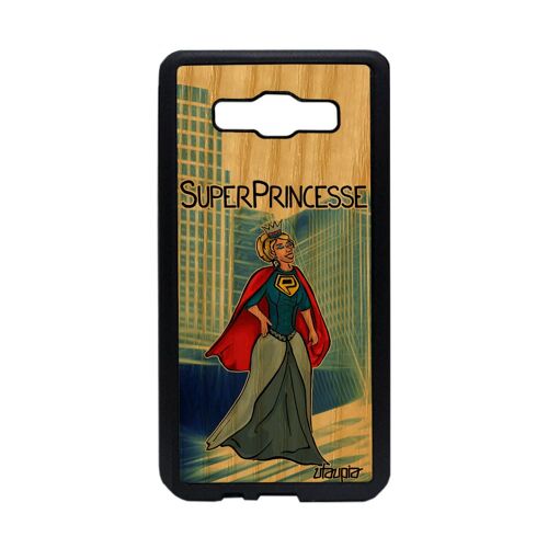 Coque pour A5 2015 bois silicone super princesse antichoc comics original bleu etui fille drole texte mobile humour Samsung galaxy