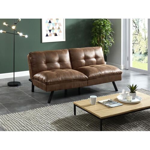 Canapé convertible microfibre 3 places marron