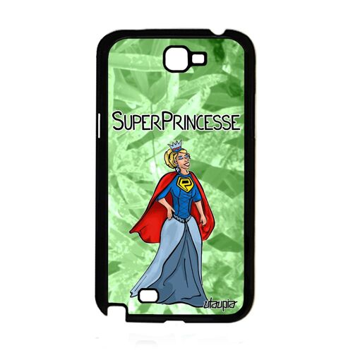 Coque Silicone Telephone Samsung Note 2 Super Princesse Personnalisé Comique Heros Vert Texte Gt-N7100 Noir Comics Humour Bd Galaxy