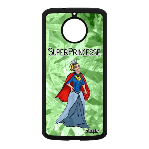 Coque telephone pour Moto E4 Plus silicone super princesse drole case femme heros 4G vert comique cover comics etui humour Motorola