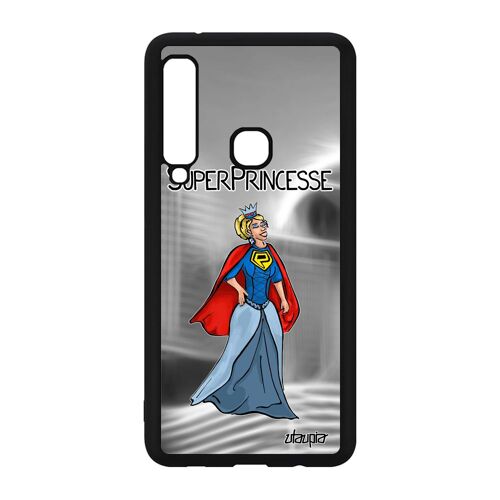 Coque Pour Samsung A9 2018 Silicone Super Princesse Portable Bande Dessinée Noir Gris Cover Drole Texte Comics Humour Fille Galaxy