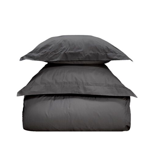 Parure De Lit Avec 2 Taies Rectangles Coton Anthracite 240x220 Cm