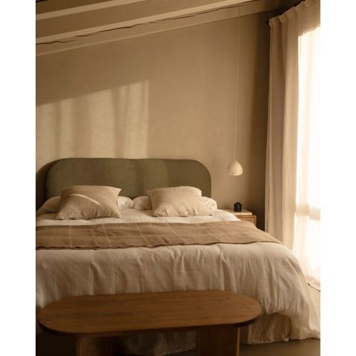 Tête De Lit Déhoussable En Lin Vert 180x110cm