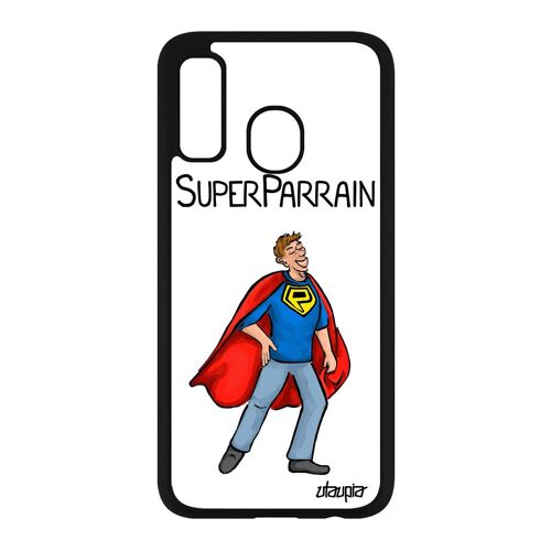 Coque telephone pour A40 en silicone super parrain texte comics dessin etui comique de protection mobile heros blanc Samsung galaxy