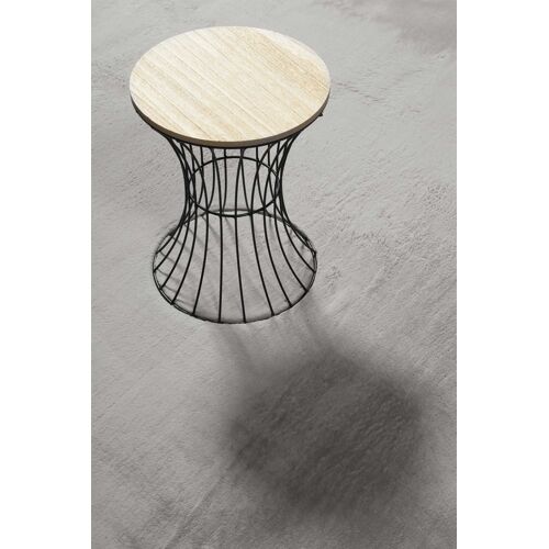 Tapis Rond Tufté Mèches Rases (15 Mm) Gris Clair 120 D