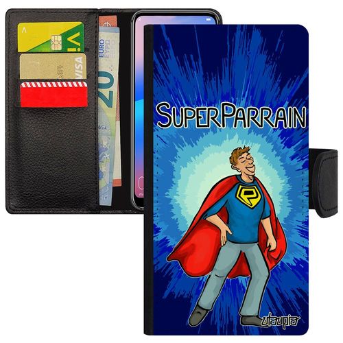 Coque Pour Iphone 12 / 12 Pro Cuir Rabat Super Parrain Texte Cover À Clapet Drole Heros Bande Dessinée 4g De Protection Comics