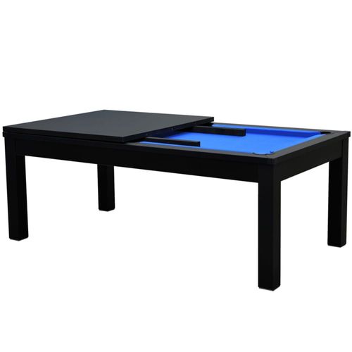Table De Billard Convertible Noire Tapis Bleu