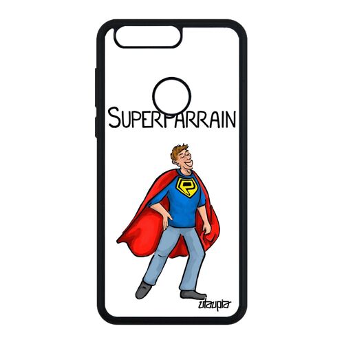 Coque Honor 8 en silicone super parrain comique comics aluminium personnalisé drole enfant blanc texte housse portable heros humour