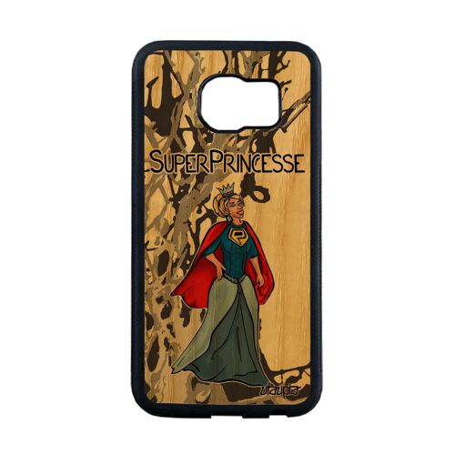 Coque S6 Edge bois silicone super princesse drole fille 4G dessin housse texte original gris de protection humour TPU Samsung galaxy