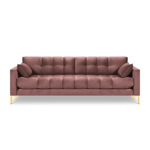 Canapé 4 Places En Tissu Velours Rose