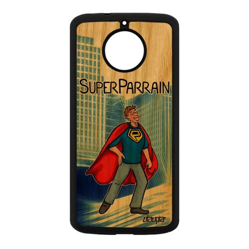 Coque Silicone Pour Motorola Moto E4 Plus Bois Super Parrain Heros Telephone Etui Pas Cher Bande Dessinée Texte Noir Personnalisé De
