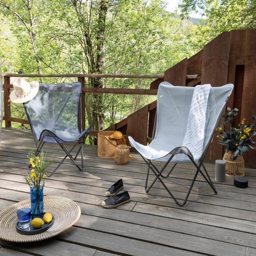 Fauteuil Papillon En Acier Bleu L60xl78xh99