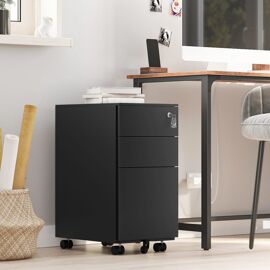 Caisson De Bureau Mobile 3 Tiroirs En Acier Noir