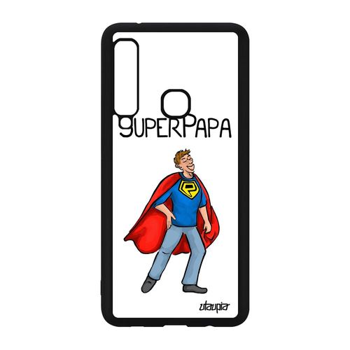 Coque Super Papa Galaxy A9 2018 En Silicone Blanc Portable Comics Noir Drole Mobile Enfant Cover Père Heros Comique Humour Samsung