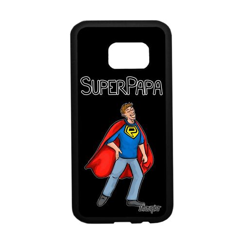Coque En Silicone Galaxy S7 Super Papa Bd Souple Portable Dessin Cadeau D'anniversaire Noir Père Humour Texte Humoristique Samsung