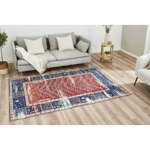 Tapis Salon Vintage Rouge Et Bleu 120x170cm