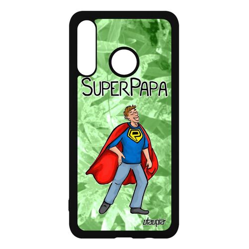 Coque Huawei P30 Lite Silicone Super Papa Rigide Comique Naissance Fille Mar-Lx2 Cadeau Fete Des Peres Heros Bd Original Drole Tpu